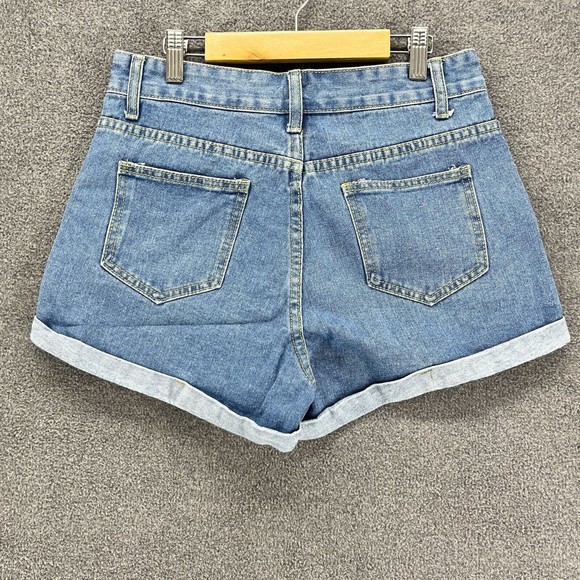 SheIn Shorts Womens Size S Blue Cuffed Denim Jean High Rise Clean Cut Light Wash - Picture 2 of 10